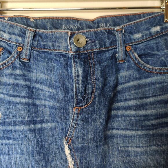 Banana Republic Denim Jean Skirt Fray Distressed - Picture 6 of 11